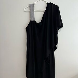 One-Shoulder Black Evening Dress with Embellished Strap